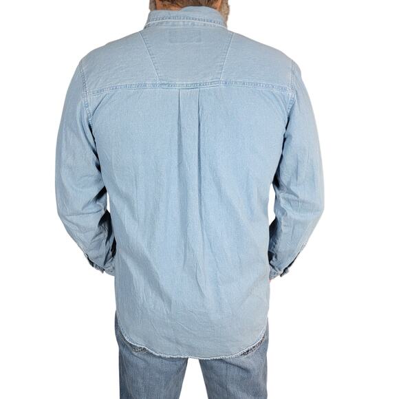 Wrangler Rugged Wear® Denim Basic Button Down Shirt Men's Large - Picture 3 of 6